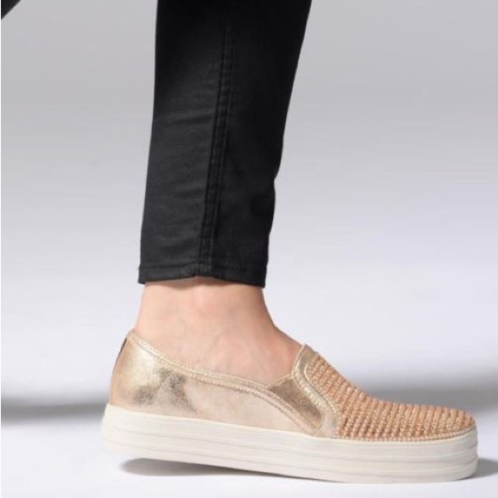 Skechers Shine Bright Black Slip On Sneakers Color: Rose Gold